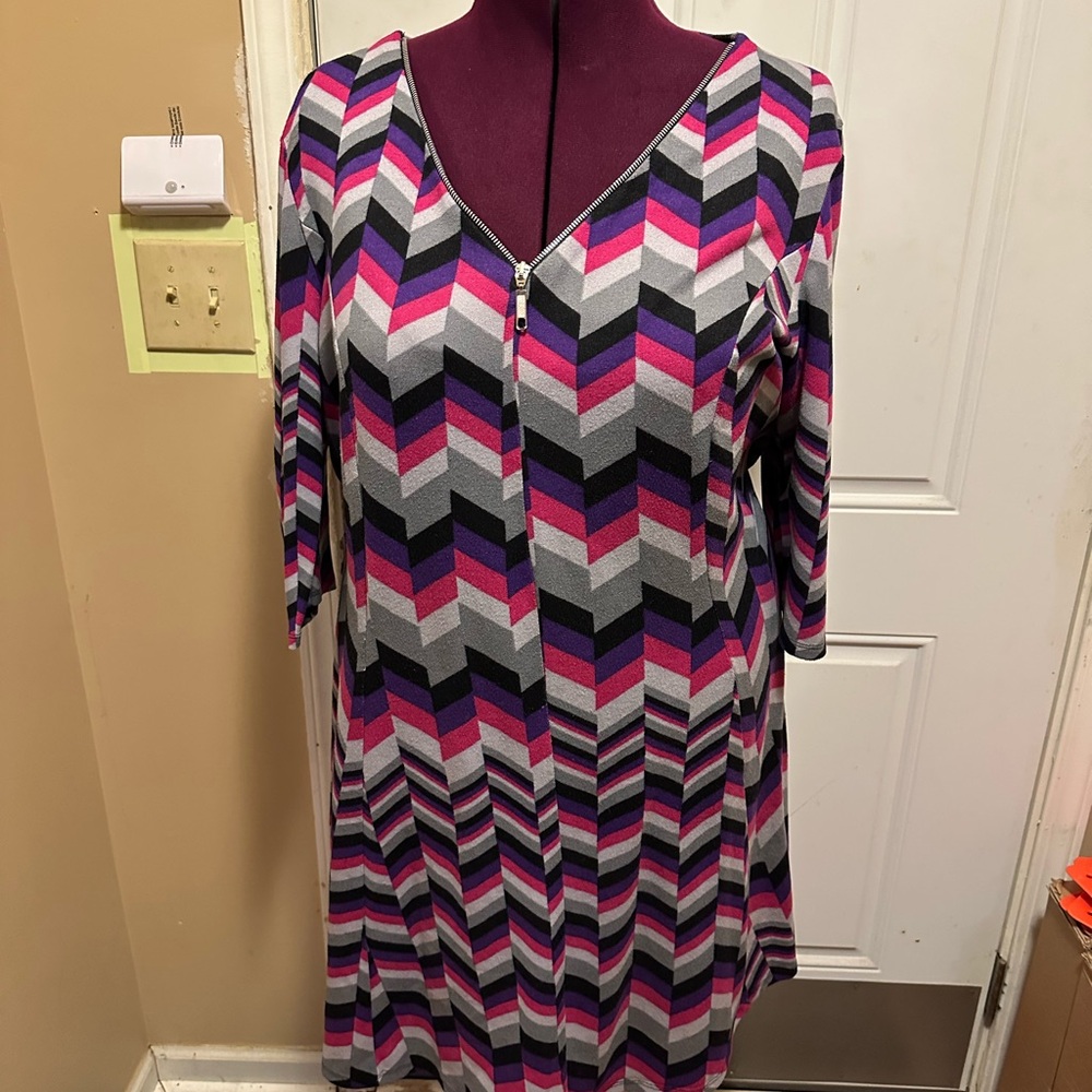 Ashley Stewart Multicolor Chevron Dress